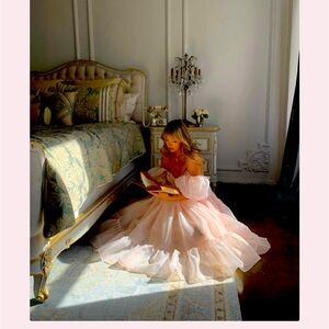 Princess puff dress in peach. New with tags!